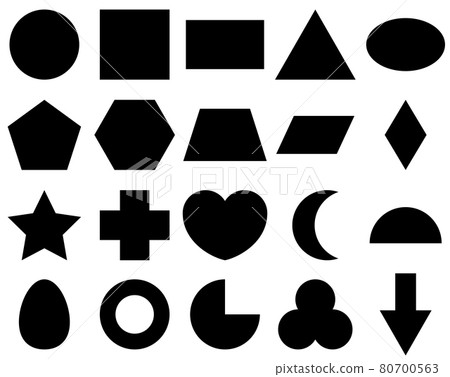 Vector geometric shape design set. Simple 2D collection of basic star, square, circle, triangle, rectangle, pyramid, polygon, trapezoid, octagon, hexagon, pentagon. Flat icon logo background 80700563