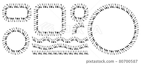 Witches Broom halloween border, frame and divider set. Simple vector design with spooky symbol. Horror holiday document template with copy space. 80700587