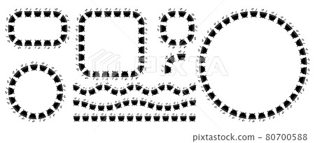 Potion Witches Cauldron halloween border, frame and divider set. Simple vector design with spooky symbol. Horror holiday document template with copy space. 80700588