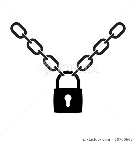 illustration of chain and padlock silhouette illustration of chain and padlock silhouette 80700602