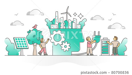 Green thinking as alternative electricity power usage support outline concept Green thinking as alternative electricity power usage support outline concept 80700836