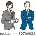 Young businessman consulting with veteran employees 80700922