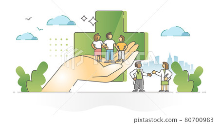 Family health prevention, care, protection and medical safety outline concept 80700983