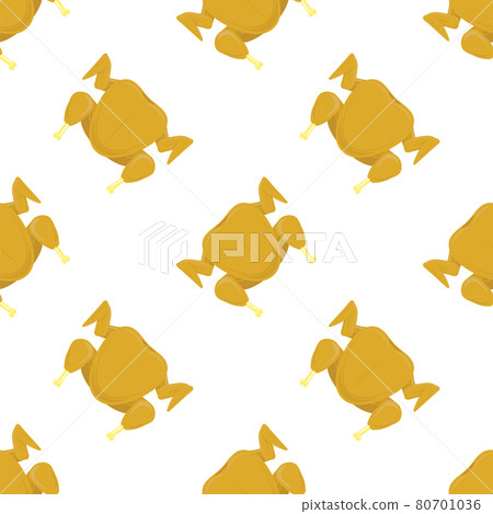 Roasted Chicken Body Isolated on White Background. Organic Meat. Seamless Pattern Roasted Chicken Body Isolated on White Background. Organic Meat. Seamless Pattern 80701036