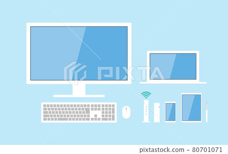 PC smartphone tablet electronic device set white 80701071