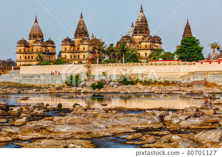 Royal cenotaphs of Orchha, Madhya Pradesh, India 80701127