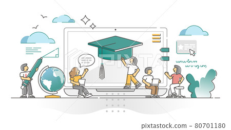 Online learning as education study using digital platform outline concept 80701180