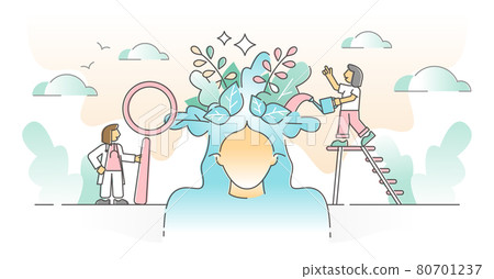 Mental health care with mind psychological balance therapy outline concept 80701237