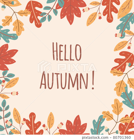Autumn seasonal frame of leaves and berries. Template for banner ads, letters, notepad. Autumn seasonal frame of leaves and berries. Template for banner ads, letters, notepad. 80701360
