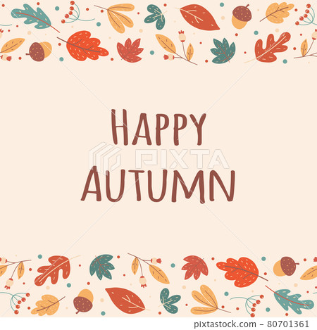 Autumn seasonal frame of leaves and berries. Template for banner ads, letters, notepad. Autumn seasonal frame of leaves and berries. Template for banner ads, letters, notepad. 80701361