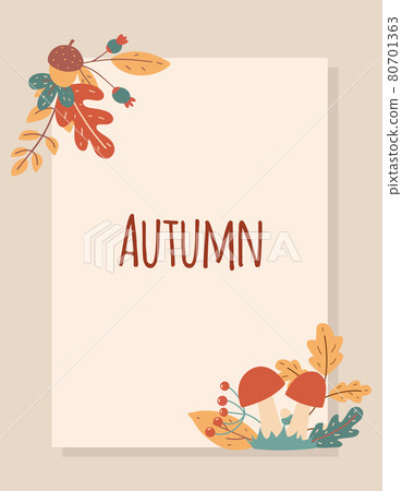 Autumn seasonal frame of leaves and berries. Template for banner ads, letters, notepad. Autumn seasonal frame of leaves and berries. Template for banner ads, letters, notepad. 80701363