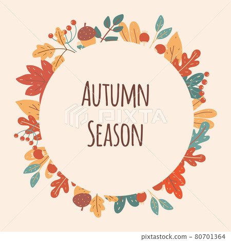 Autumn seasonal frame of leaves and berries. Template for banner ads, letters, notepad. Autumn seasonal frame of leaves and berries. Template for banner ads, letters, notepad. 80701364