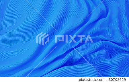 Blue silk wavy fabric background. Abstract and decorate wallpaper concept. 3D illustration rendering 80702629
