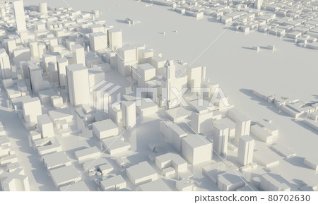 Skyscraper and metropolis city in monochrome. Architecture and Business city plan concept. Low polygon cityscape scene. Blueprint for mega project theme. Copy space. 3D illustration rendering 80702630