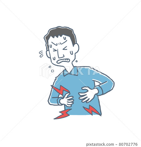一個男人患有腹痛的插圖 80702776