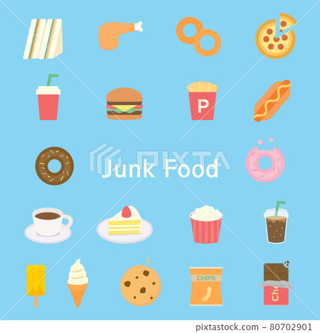 Simple and cute junk food illustration set 80702901