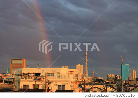 Rainbow and Tokyo Sky Tree [From Adachi-ku, Tokyo] 80703110