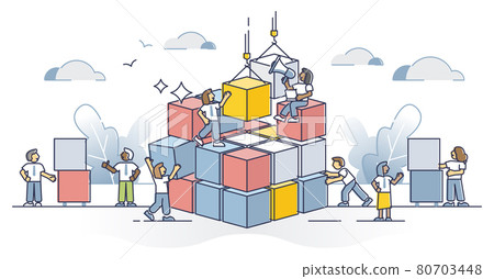 Collaboration complexity challenge as difficult task teamwork outline concept 80703448