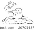 Cartoon Mole and Butterfly 80703487