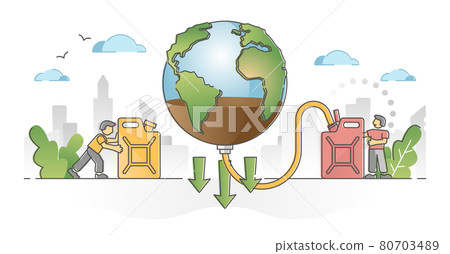 Natural resources depletion and planet reserves exhaustion outline concept 80703489