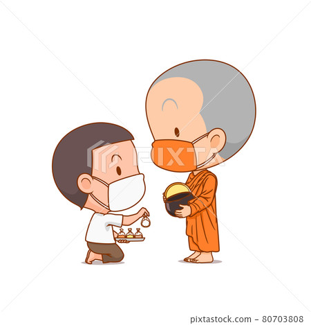Cartoon character of Buddhist monks receive... - Stock Illustration  [80703808] - PIXTA