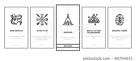 Boho Style Decoration Onboarding Icons Set Vector Boho Style Decoration Onboarding Icons Set Vector 80704831