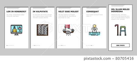 Elderly People Care Onboarding Icons Set Vector Elderly People Care Onboarding Icons Set Vector 80705416