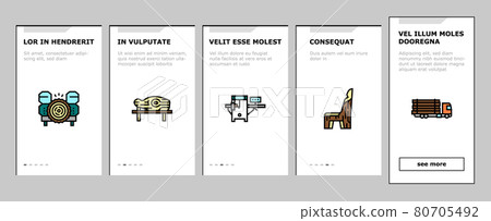 Sawmill Cut Service Onboarding Icons Set Vector 80705492