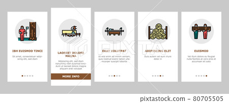 Sawmill Cut Service Onboarding Icons Set Vector 80705505