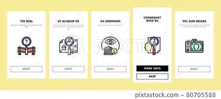 Private Detective Onboarding Icons Set Vector Private Detective Onboarding Icons Set Vector 80705588