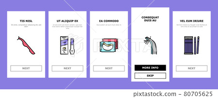 Eyelashes Extension Onboarding Icons Set Vector 80705625