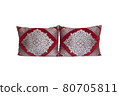 red velvet pillow isolated over white background 80705811