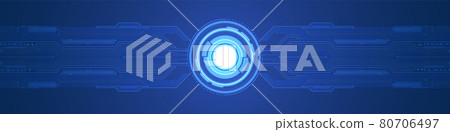 Abstract overlap circle digital background, smart lens technology, circuit board, arrow speed up 80706497