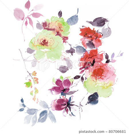  色彩豐富的花卉素材組合和設計元素 80706681