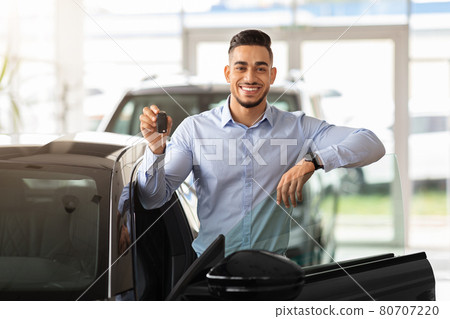 Successful middle-eastern businessman buying new sports car 80707220