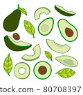 Set of avocado vector. 80708397