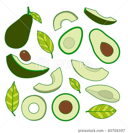 Set of avocado vector. 80708397