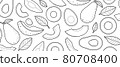 Avocado sketch drawn on a white background 80708400