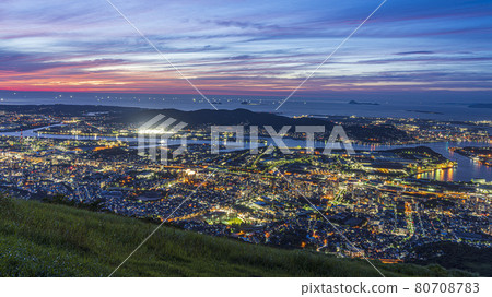 Tarakurayama Observatory Sunset, Kitakyushu City, Fukuoka Prefecture 80708783