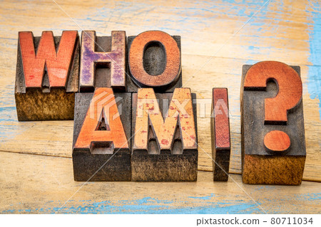 Who am I - question in wood type Who am I - question in wood type 80711034