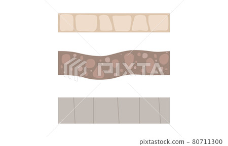 Walkway of Cobblestone as Garden Footpath and Landscape Constructor Element Vector Set 80711300