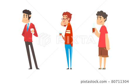 Tipsy Man Character Drinking Alcoholic Beverage Vector Set Tipsy Man Character Drinking Alcoholic Beverage Vector Set 80711304
