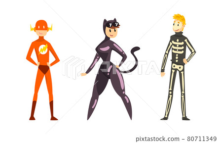People Character Dressed in Carnival Costume for Masquerade Vector Set People Character Dressed in Carnival Costume for Masquerade Vector Set 80711349