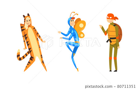 People Character Dressed in Carnival Costume for Masquerade Vector Set People Character Dressed in Carnival Costume for Masquerade Vector Set 80711351
