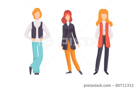 Man and Woman Character Wearing Vintage Clothing from 70s Vector Set Man and Woman Character Wearing Vintage Clothing from 70s Vector Set 80711352
