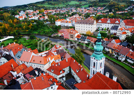 Czech Republic World Cultural Heritage Cesky Krumlov Castle overlooking the Old Town 80712993