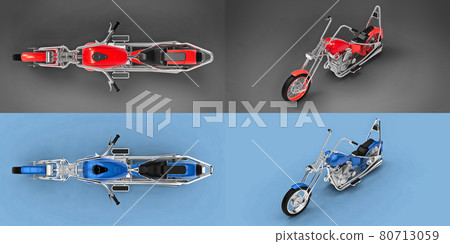 3d illustration. Classic custom motorbike. 3d rendering. 3d illustration. Classic custom motorbike. 3d rendering. 80713059
