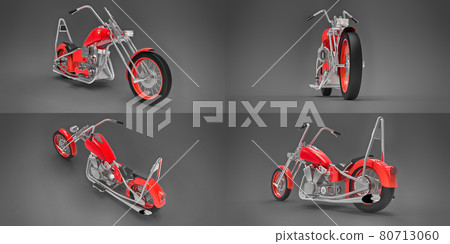 3d illustration. Classic custom motorbike. 3d rendering. 3d illustration. Classic custom motorbike. 3d rendering. 80713060