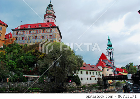 Czech Republic World Cultural Heritage Cesky Krumlov Castle and Veet Church Tower Czech Republic World Cultural Heritage Cesky Krumlov Castle and Veet Church Tower 80713171