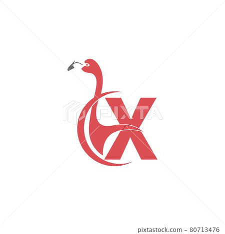 Letter X with flamingo bird icon logo vector 80713476